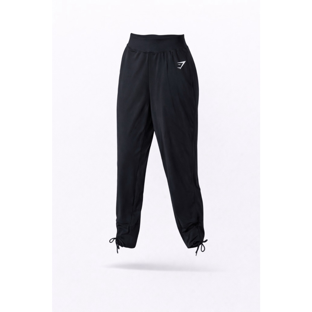 Gymshark Women’s Black Ruched Ankle Joggers Pants High Rise Drawstring Sz M - Picture 1 of 8